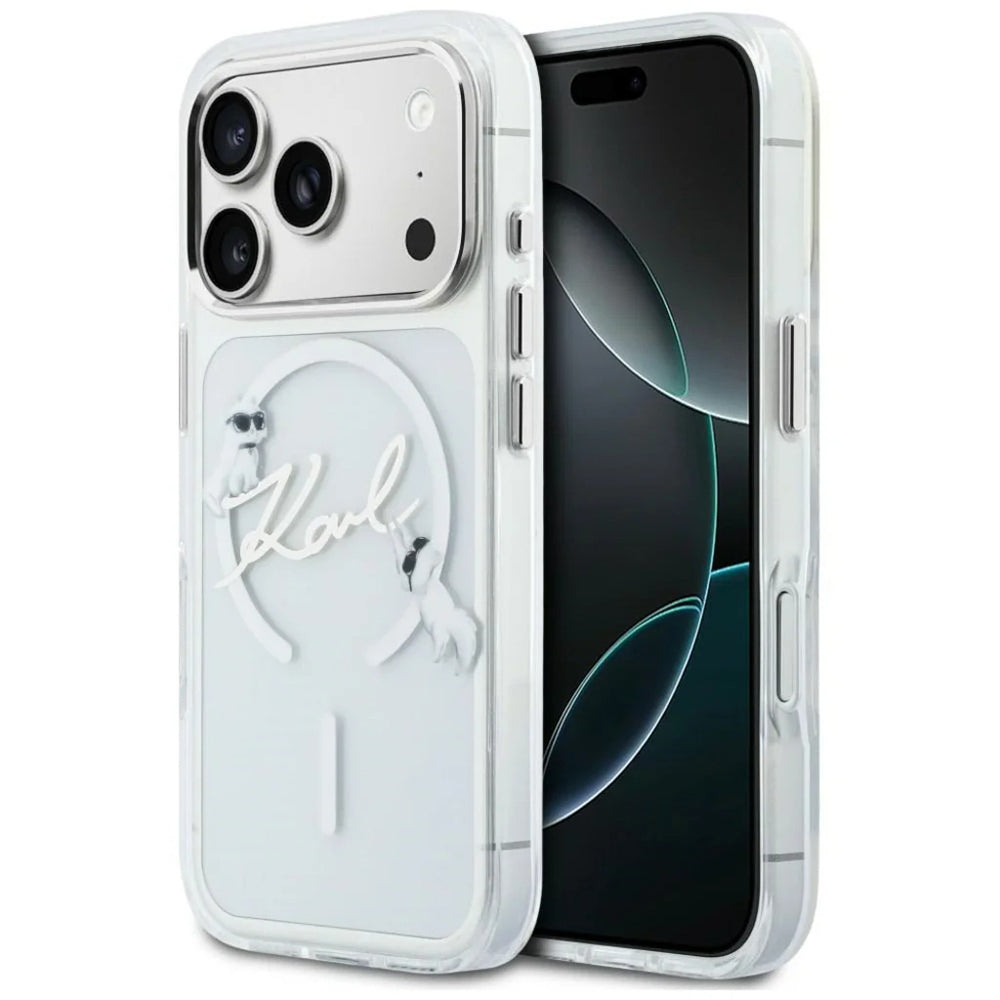 MagSafe-Hülle für Apple iPhone 18 Pro Max / 17 Pro Max, Karl Lagerfeld, IML Choupette Karl Script Logo, Transparent