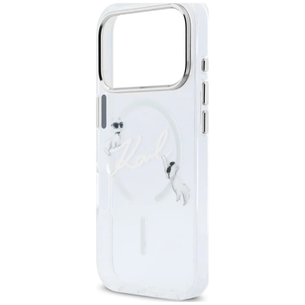 MagSafe-Hülle für Apple iPhone 18 Pro Max / 17 Pro Max, Karl Lagerfeld, IML Choupette Karl Script Logo, Transparent