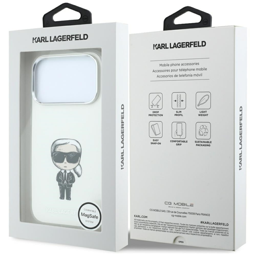 MagSafe-Hülle für Apple iPhone 18 Pro Max / 17 Pro Max, Karl Lagerfeld, IML Ikonik Sketch Print, Beige