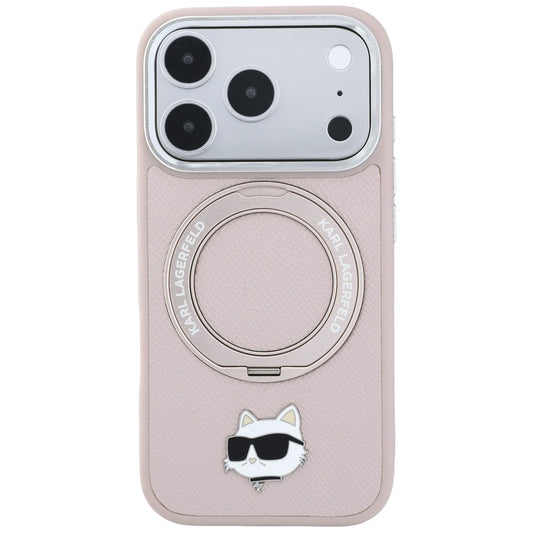 MagSafe Case for Apple iPhone 18 Pro Max / 17 Pro Max, Karl Lagerfeld, Ring Stand 360 Choupette Pin, Pink