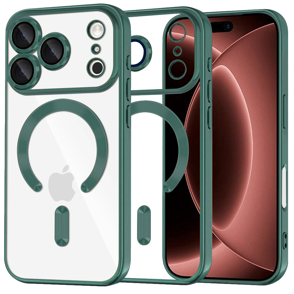 MagSafe Case for Apple iPhone 18 Pro Max / 17 Pro Max, Techsuit, Luxury Crystal, Dark Green