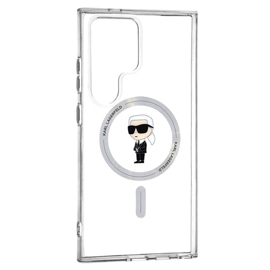 MagSafe Hülle für Samsung Galaxy S24 Ultra S928, Karl Lagerfeld, IML Ikonik Karl, Transparent