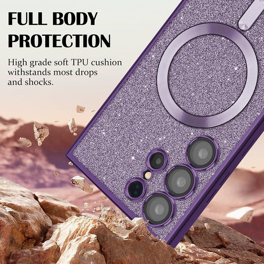 MagSafe-Hülle für Samsung Galaxy S24 Ultra S928, Techsuit, Luxury Glitter, Hellviolett