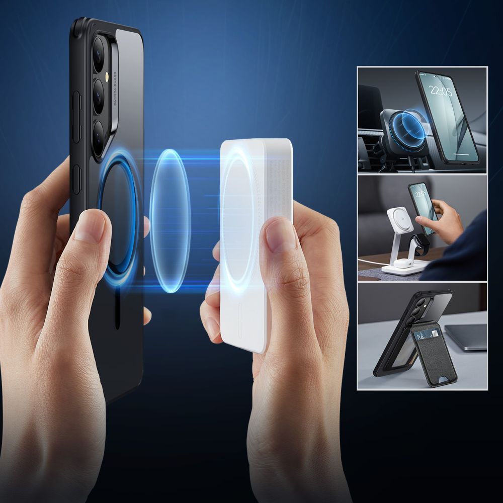 MagSafe Hülle für Samsung Galaxy S25+ S936, ESR, Classic Hybrid, Schwarz Transparent