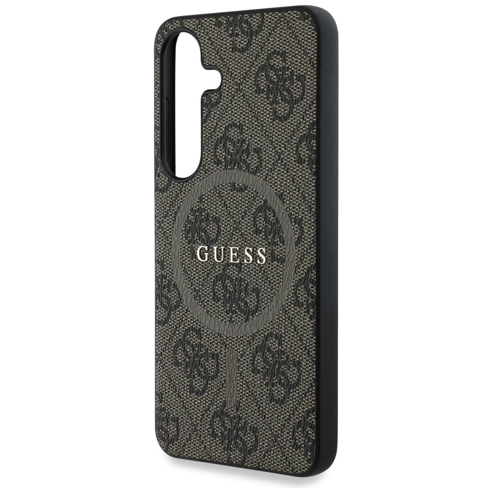 MagSafe Case for Samsung Galaxy S25 S931, Guess, 4G Ring Classic Logo, Brown