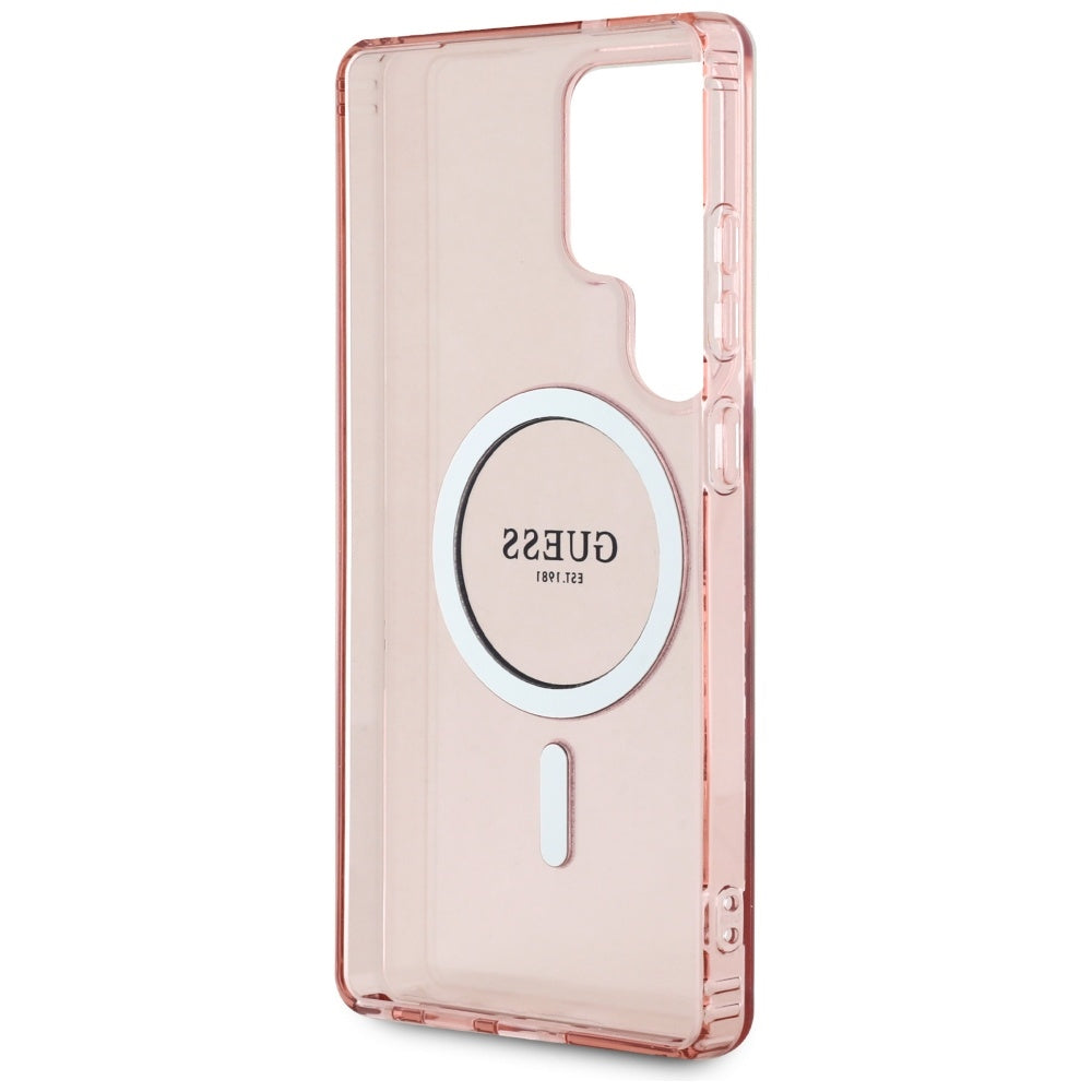 MagSafe Hülle für Samsung Galaxy S25 Ultra S938, Guess, IML Glitter Circle, Rosa