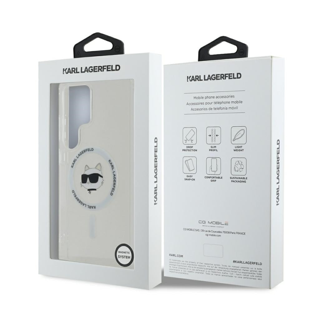 MagSafe Case for Samsung Galaxy S25 Ultra S938, Karl Lagerfeld, IML Choupette's Head, White