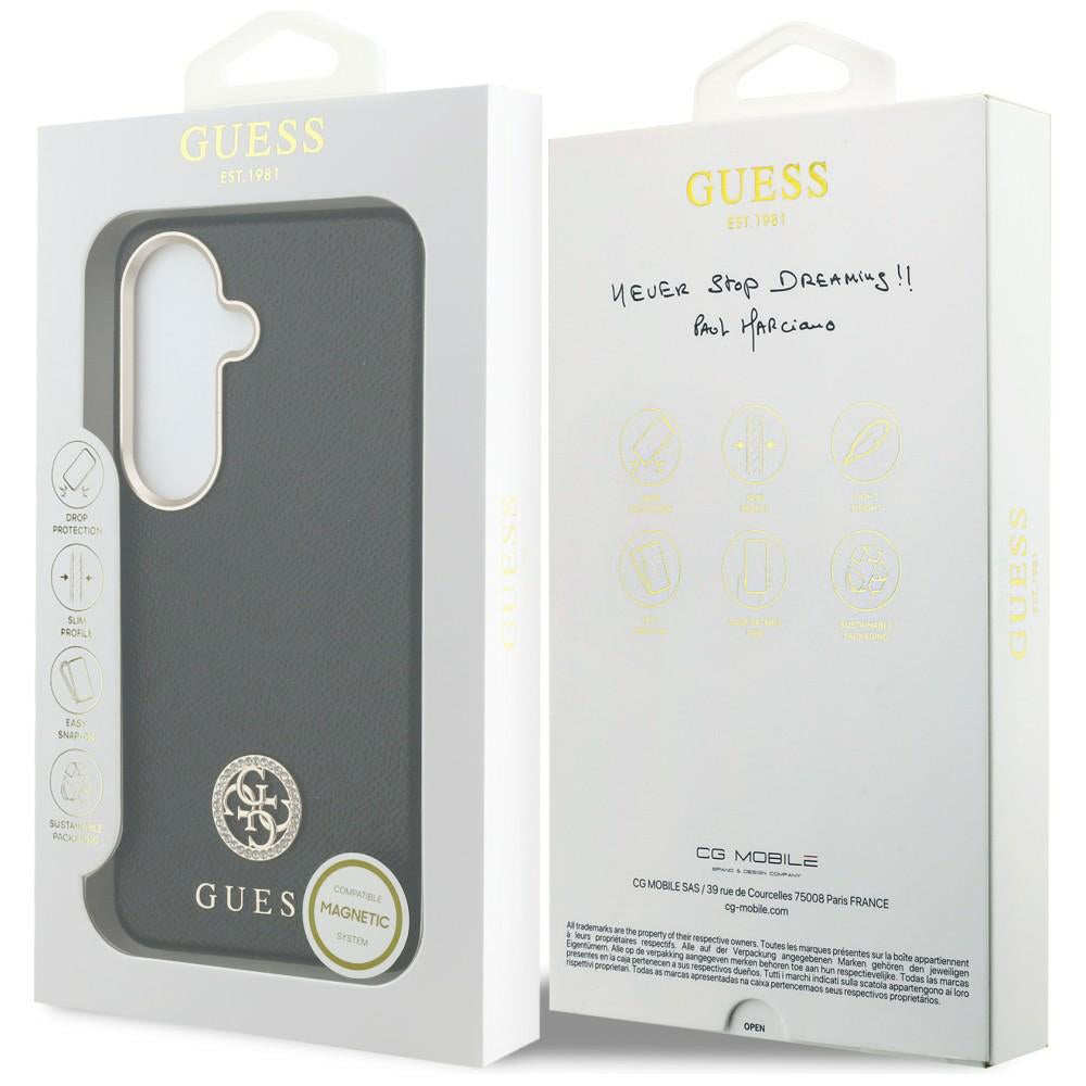MagSafe Hülle für Samsung Galaxy S26 Plus S947, Guess, Rhinestone Round Logo, Schwarz