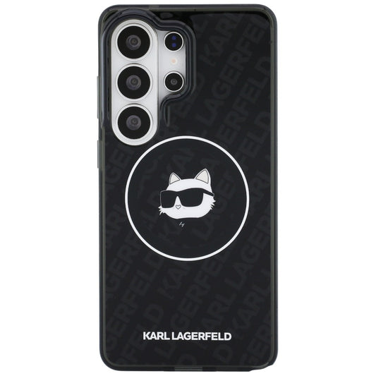 MagSafe Hülle für Samsung Galaxy S26 Ultra S948, Karl Lagerfeld, IML Choupette Head on KL Repeated Logo, Schwarz