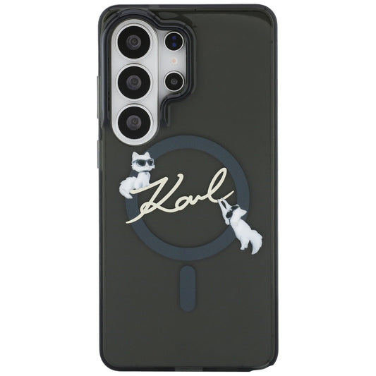MagSafe Hülle für Samsung Galaxy S26 Ultra S948, Karl Lagerfeld, IML Choupette Karl Script Logo, Schwarz