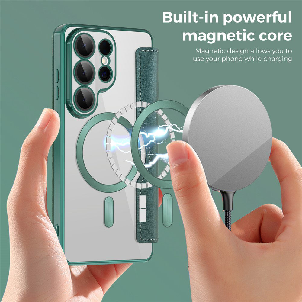MagSafe Case for Samsung Galaxy S26 Ultra S948, Techsuit, SmartMag Book, Green