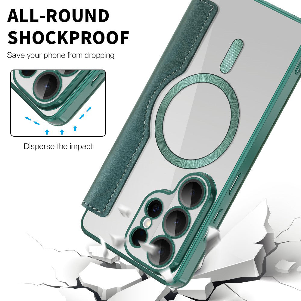 MagSafe Case for Samsung Galaxy S26 Ultra S948, Techsuit, SmartMag Book, Green