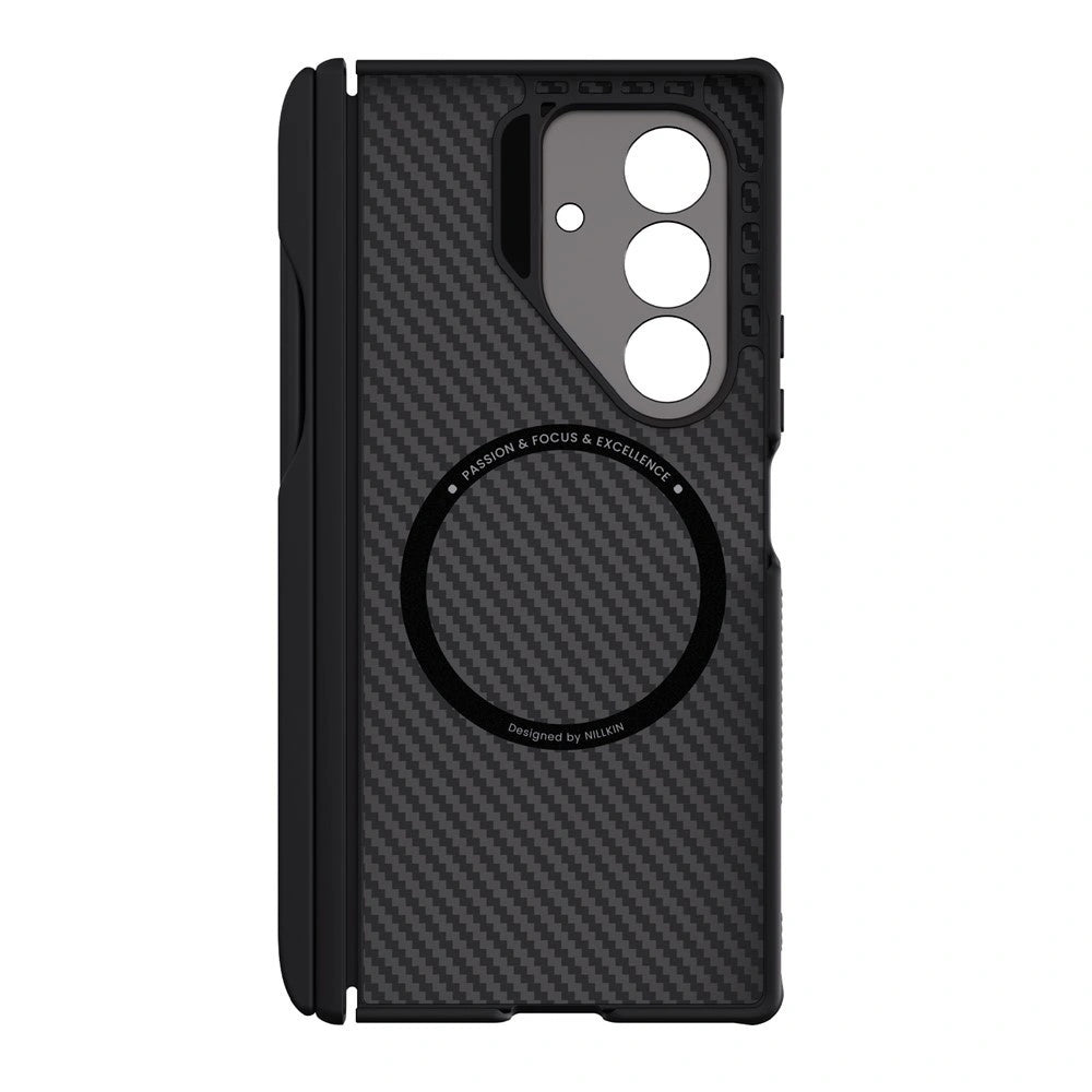 MagSafe-Hülle für Samsung Galaxy Z Fold7 F966, Nillkin, CarboProp mit Kameraausschnitt und S-Pen-Halter, Schwarz