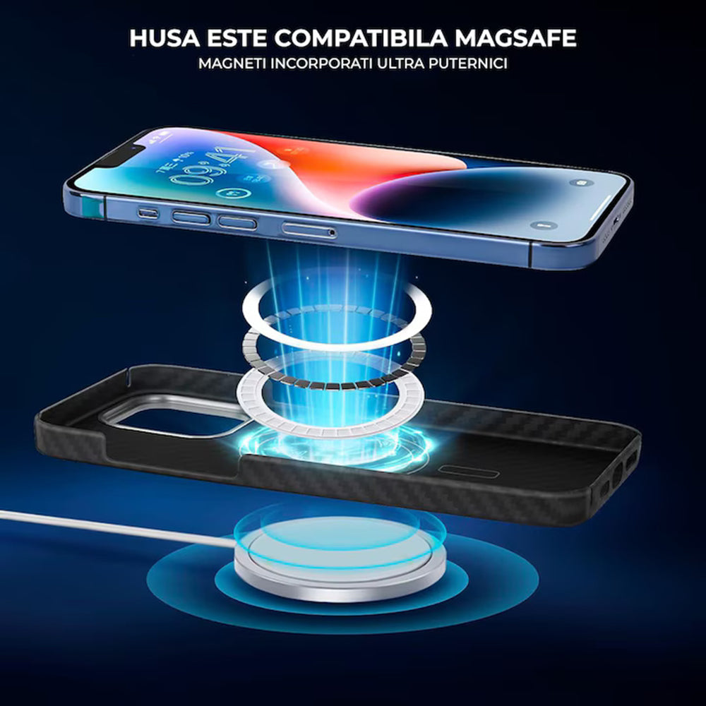 MagSafe Hülle für Apple iPhone 17 Pro Max, Techsuit, Aramidfasern, Schwarz