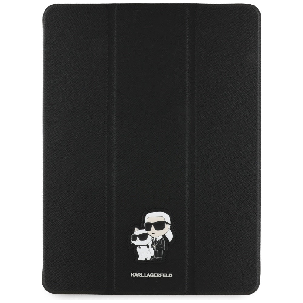 Hülle für Apple iPad Pro 13 (2024), Karl Lagerfeld, Saffiano Karl & Choupette, Schwarz.