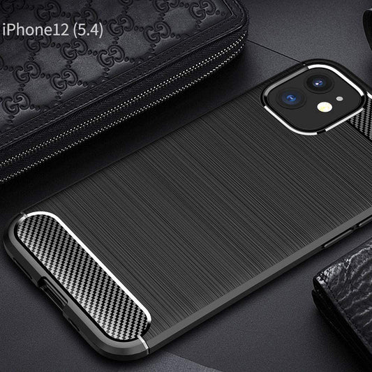 Hülle für Apple iPhone 12 mini, Techsuit, Carbon, Schwarz