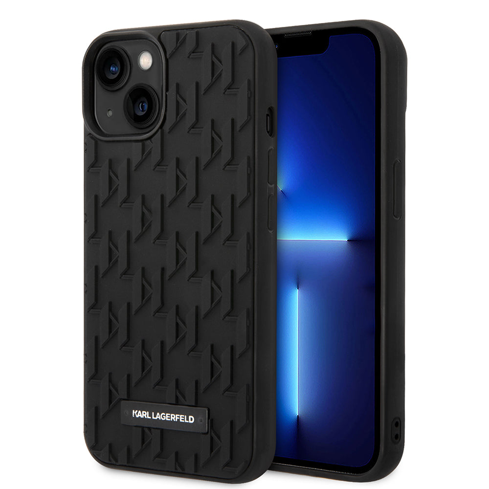 Hülle für Apple iPhone 14 Plus, Karl Lagerfeld, 3D Monogram, Schwarz