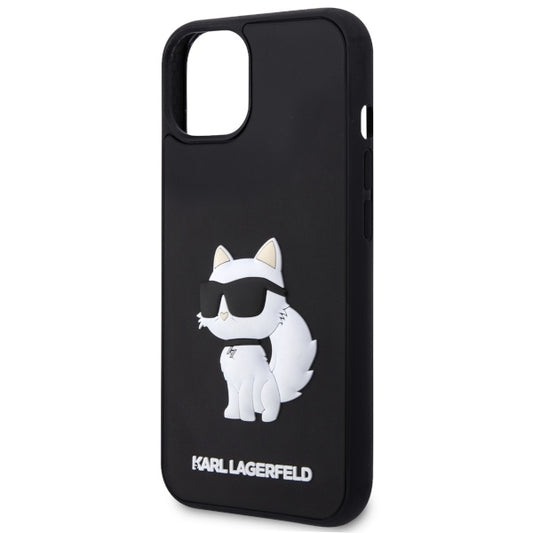Hülle für Apple iPhone 14 Plus, Karl Lagerfeld, 3D Rubber Choupette, Schwarz
