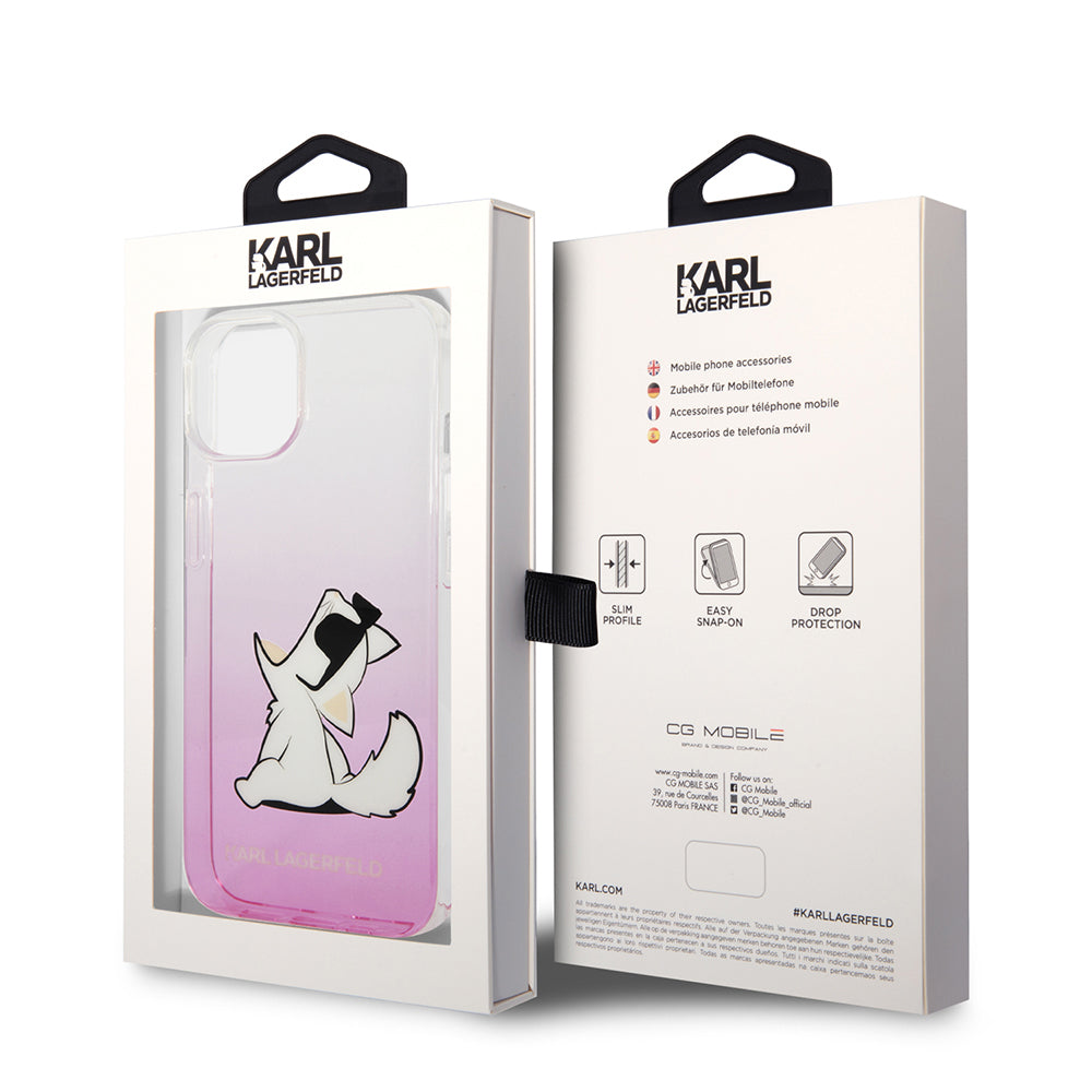 Hülle für Apple iPhone 14 Plus, Karl Lagerfeld, Choupette Fun, Rosa