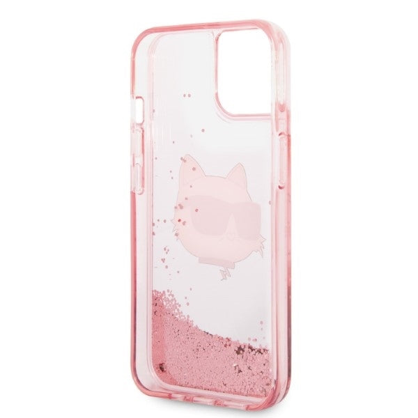 Hülle für Apple iPhone 14 Plus, Karl Lagerfeld, Glitter Choupette's Head, Rosa