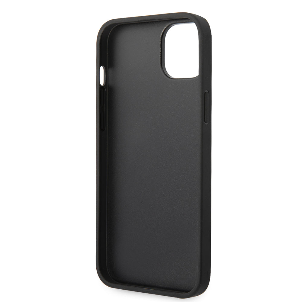 Hülle für Apple iPhone 14 Plus, Karl Lagerfeld, Glitter Flakes Ikonik Karl, Silbern