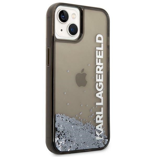 Hülle für Apple iPhone 14 Plus, Karl Lagerfeld, Liquid Glitter KL Logo, Schwarz