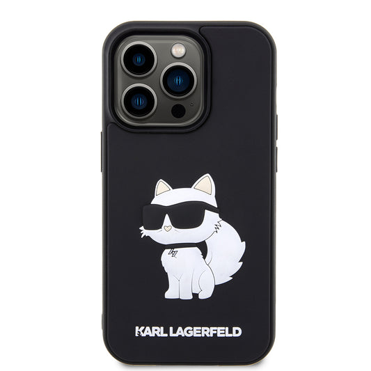 Hülle für Apple iPhone 14 Pro, Karl Lagerfeld, 3D Rubber Choupette, Schwarz