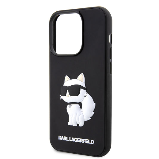 Hülle für Apple iPhone 14 Pro Max, Karl Lagerfeld, 3D Rubber Choupette, Schwarz