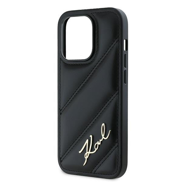 Hülle für Apple iPhone 14 Pro Max, Karl Lagerfeld, Diagonal Quilted Script, Schwarz