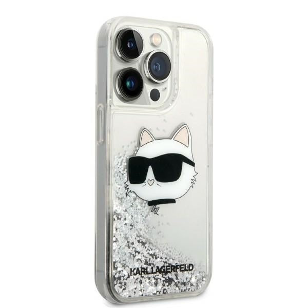 Case for Apple iPhone 14 Pro Max, Karl Lagerfeld, Glitter Choupette's Head, Silver
