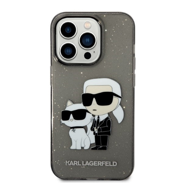 Case for Apple iPhone 14 Pro Max, Karl Lagerfeld, Glitter Karl & Choupette, Black
