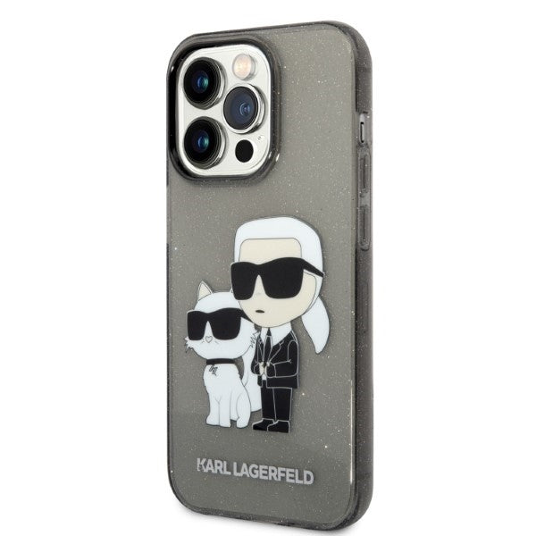 Case for Apple iPhone 14 Pro Max, Karl Lagerfeld, Glitter Karl & Choupette, Black