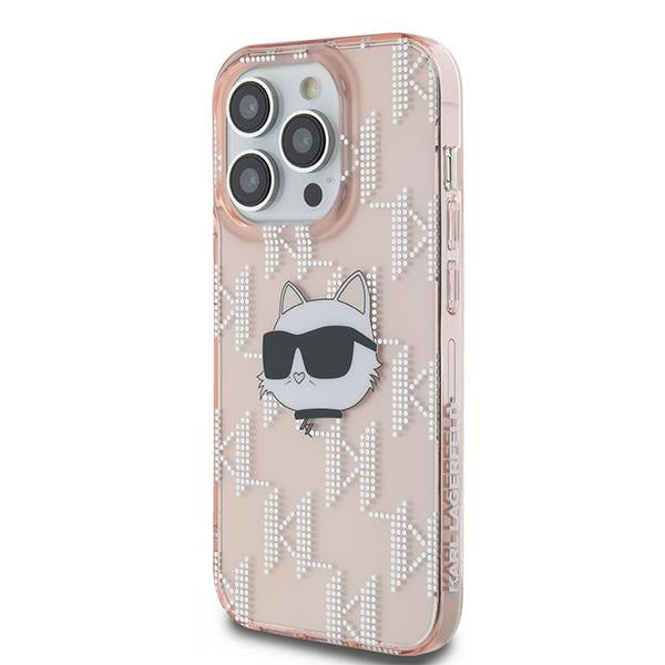 Hülle für Apple iPhone 14 Pro Max, Karl Lagerfeld, IML Luxury Monogram Choupette's Head, Rosa