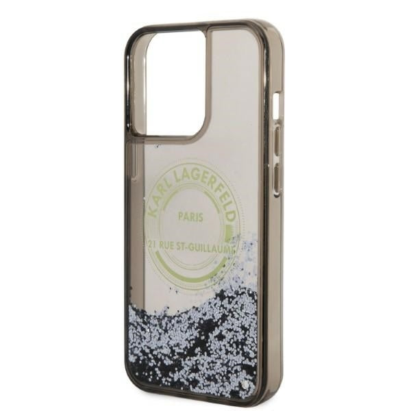 Hülle für Apple iPhone 14 Pro Max, Karl Lagerfeld, Liquid Glitter RSG, Schwarz
