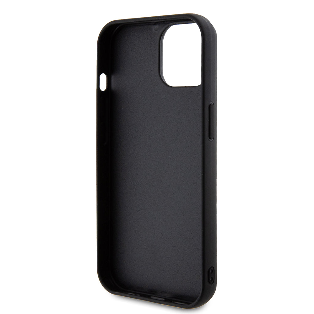 Hülle für Apple iPhone 15, Guess, Quilted Metal Logo, Schwarz