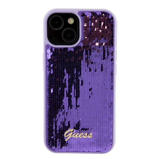 Hülle für Apple iPhone 15, Guess, Sequin Script Metal, Lila