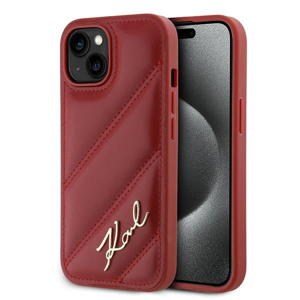 Hülle für Apple iPhone 15, Karl Lagerfeld, Diagonal Quilted Script, Rosie