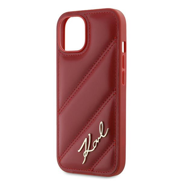 Hülle für Apple iPhone 15, Karl Lagerfeld, Diagonal Quilted Script, Rosie