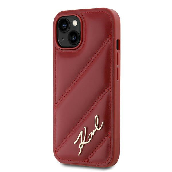 Hülle für Apple iPhone 15, Karl Lagerfeld, Diagonal Quilted Script, Rosie