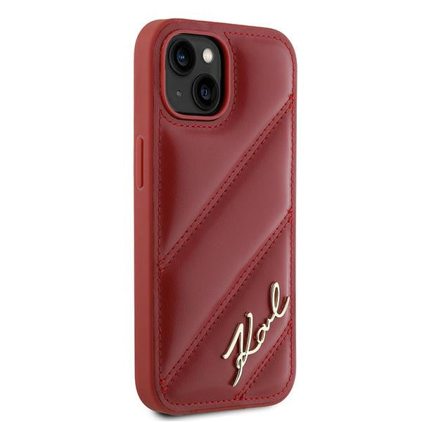 Hülle für Apple iPhone 15, Karl Lagerfeld, Diagonal Quilted Script, Rosie