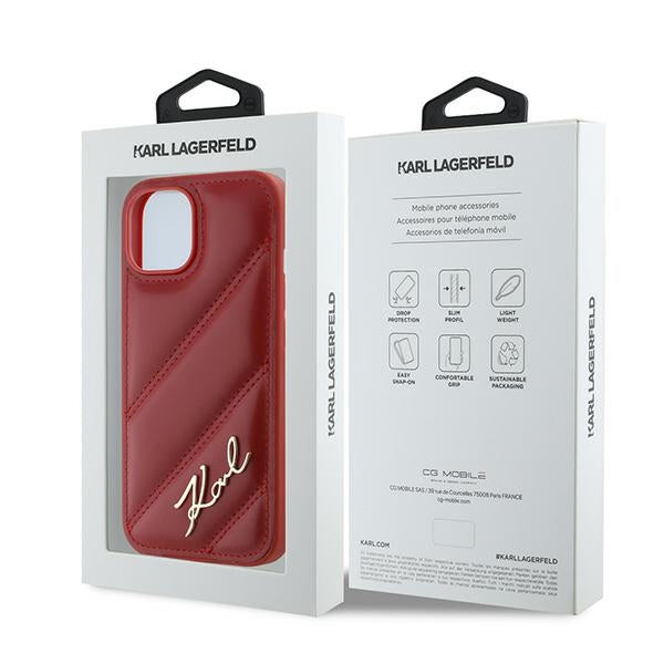 Hülle für Apple iPhone 15, Karl Lagerfeld, Diagonal Quilted Script, Rosie