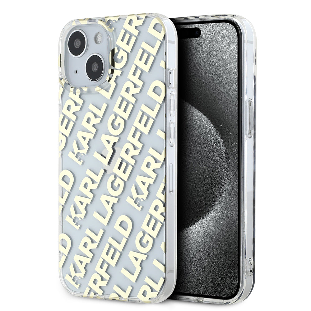 Hülle für Apple iPhone 15, Karl Lagerfeld, IML Luxury Gold Fullover Logo, Goldfarben