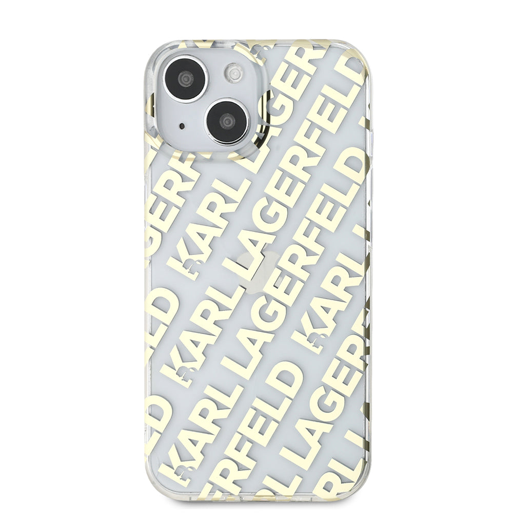 Hülle für Apple iPhone 15, Karl Lagerfeld, IML Luxury Gold Fullover Logo, Goldfarben