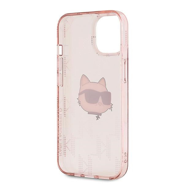 Hülle für Apple iPhone 15, Karl Lagerfeld, IML Luxury Monogram Choupette's Head, Rosa