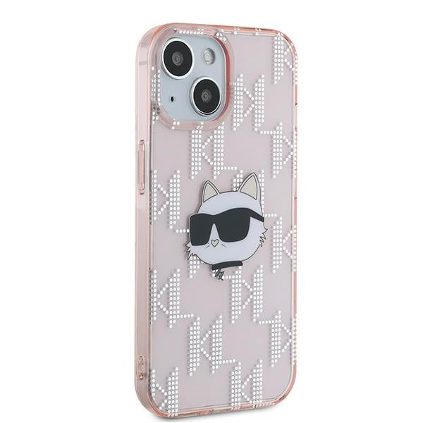 Hülle für Apple iPhone 15, Karl Lagerfeld, IML Luxury Monogram Choupette's Head, Rosa