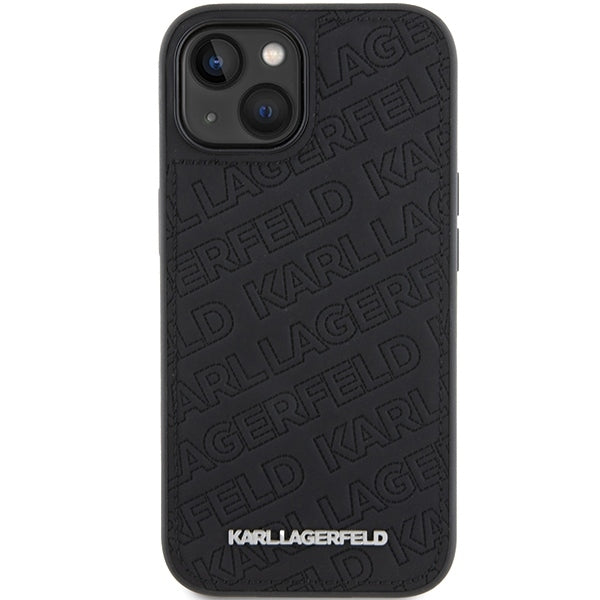 Hülle für Apple iPhone 15 Plus, Karl Lagerfeld, Diagonal Quilted K Pattern, Schwarz
