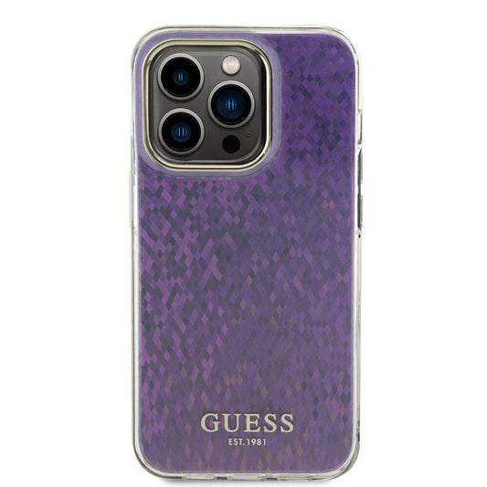 Hülle für Apple iPhone 15 Pro, Guess, IML Faceted Mirror Disco Iridescent, Rosa