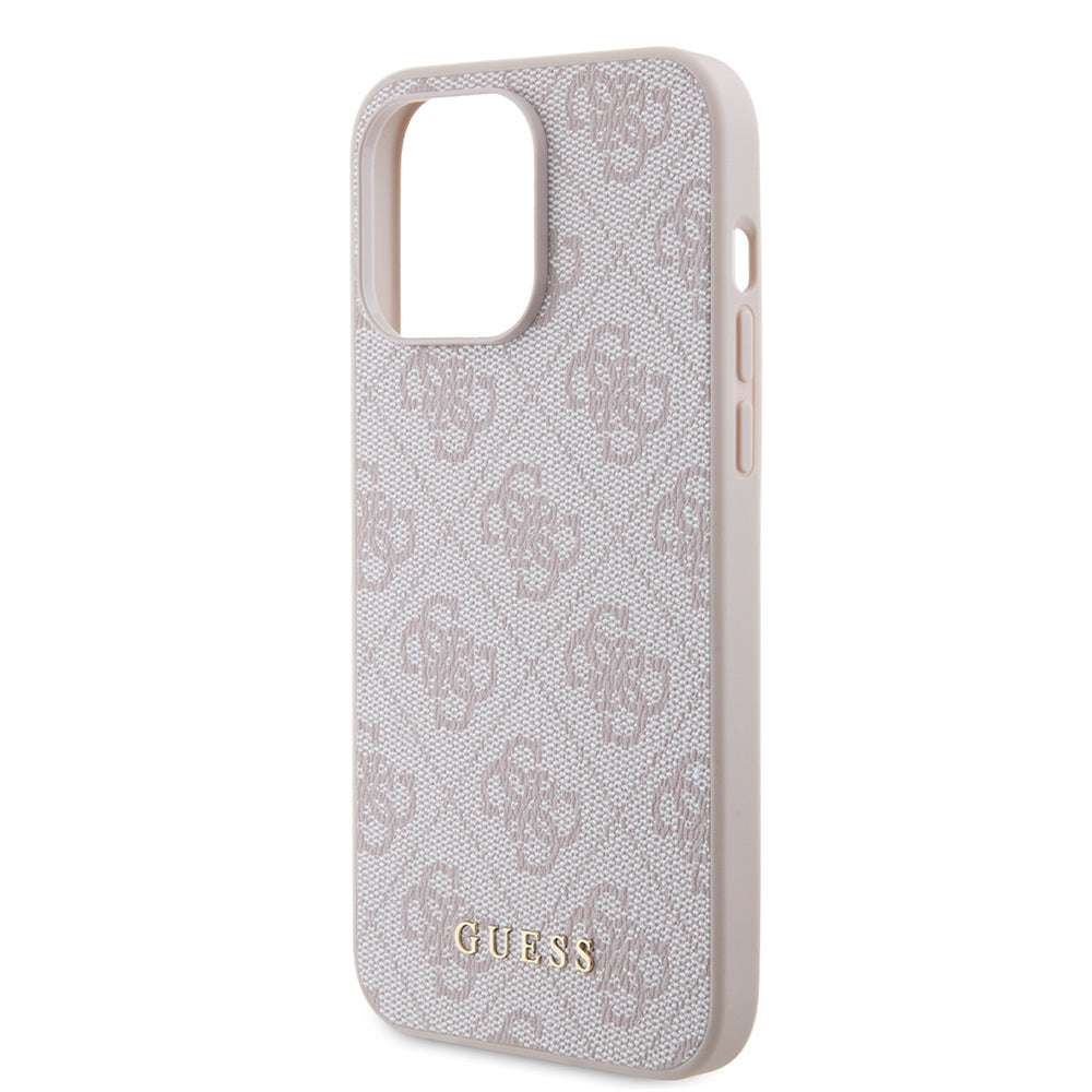 Case for Apple iPhone 15 Pro Max, Guess, 4G Metal Gold Logo, Pink