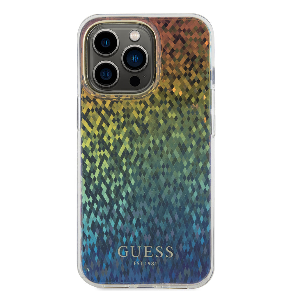 Hülle für Apple iPhone 15 Pro Max, Guess, IML Faceted Mirror Disco Iridescent, Mehrfarbig