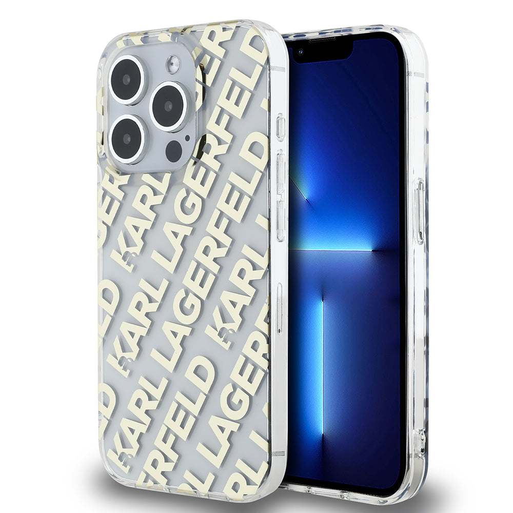 Hülle für Apple iPhone 15 Pro Max, Karl Lagerfeld, IML Luxury Gold Fullover Logo, Goldfarben